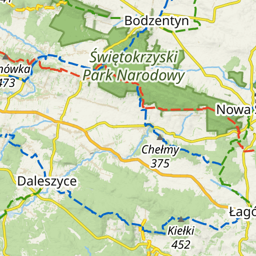 gory swietokrzyskie mapa turystyczna Trasa: Szczytniak – Święta Katarzyna, wejście do Parku | mapa 